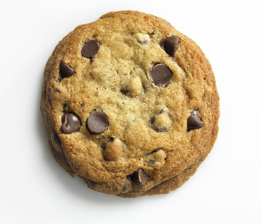 Homemade Chocolate Chip Cookie on white, overhead, XXXL Photograph by Burwellphotography