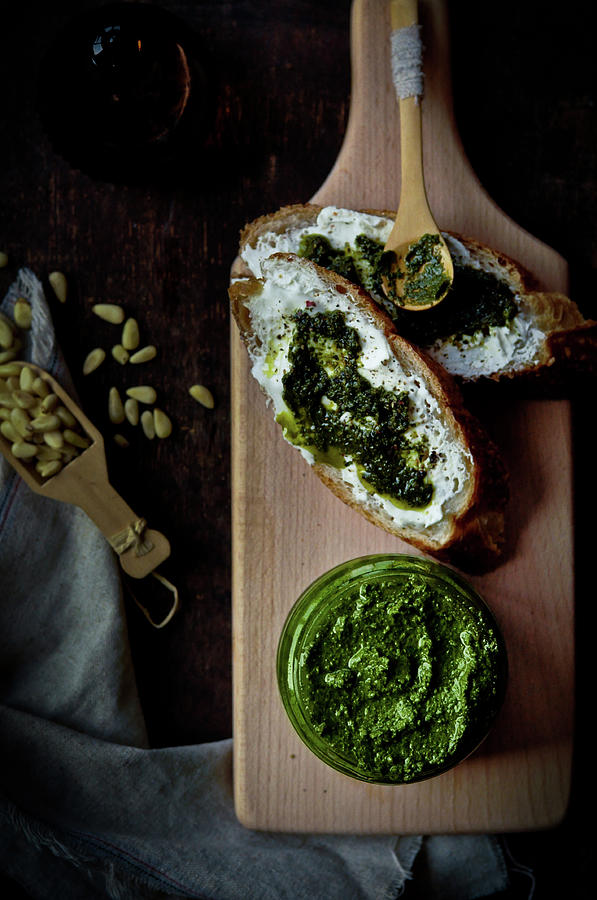 Homemade Pesto With Baguette Photograph by All Rights Reserved @tailortang