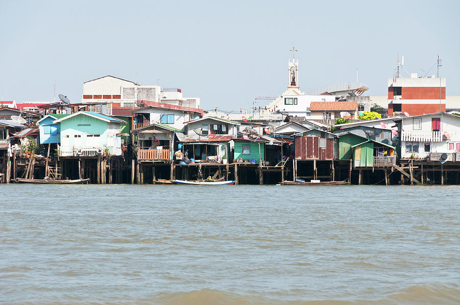 Homes On The Chao Phraya River Bank In Photograph by Tbradford