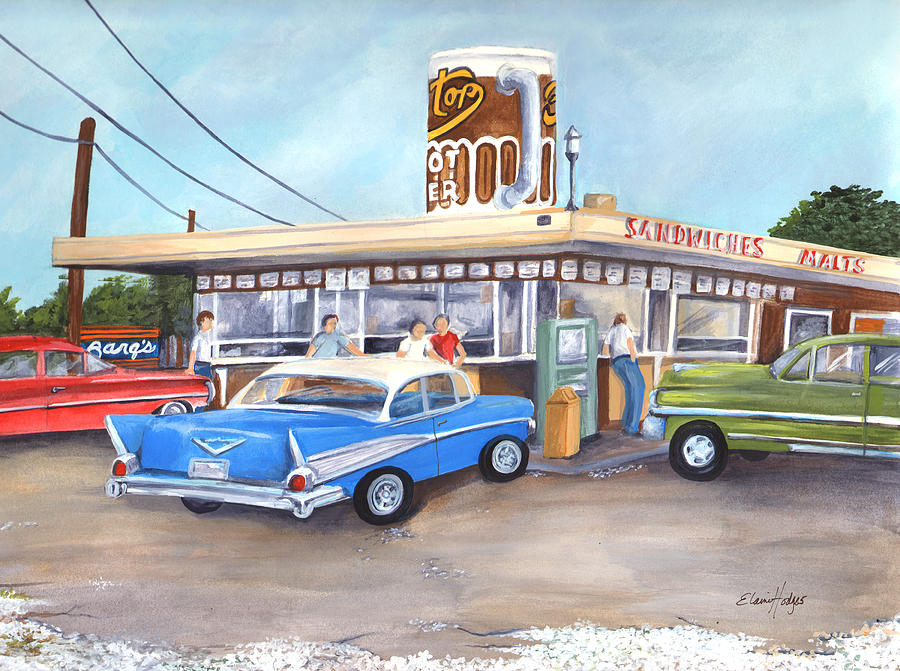 Car Painting - Hometown Memories by Elaine Hodges