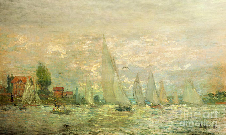 Claude Monet Painting - Homeward bound les barques ... by Chris Armytage