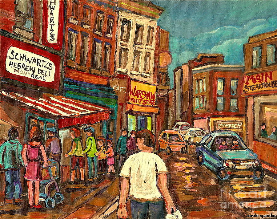 Warshaws On The Main Montreal Memories Bargain Fruit Market Street Scene Paintings Cspandau         Painting by Carole Spandau