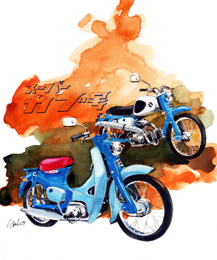 Honda Super Cub and Sport Cub Painting by Yoshiharu Miyakawa