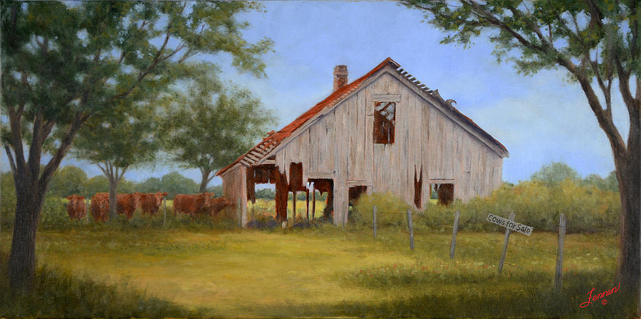 Cow Painting - Honest Arnies Used Cows by Charles Fennen