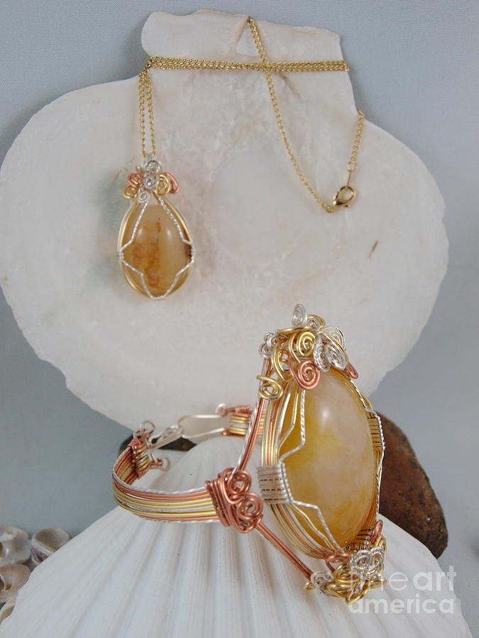 Honey Quartz Necklace and Bracelet Set Photograph by Vivian Martin