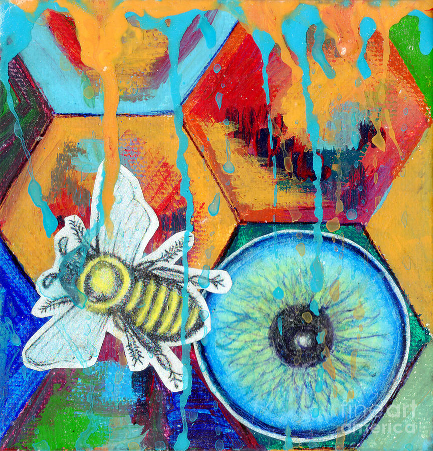 Honeycomb Bee Mixed Media by Genevieve Esson