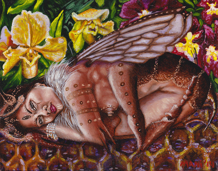 Flower Painting - HoneyMoon - Bhramari Devi by Mani Price