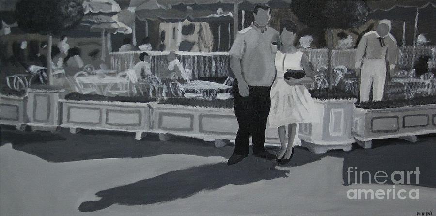 Black And White Painting - Honeymoon on Main St. by Marina McLain
