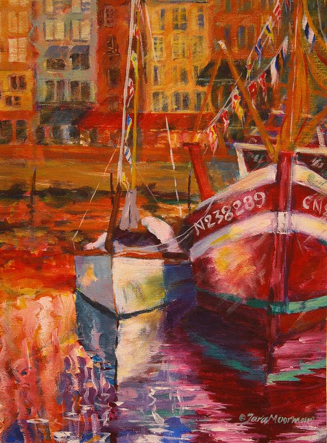 Honfleur Harbor Painting by Tara Moorman