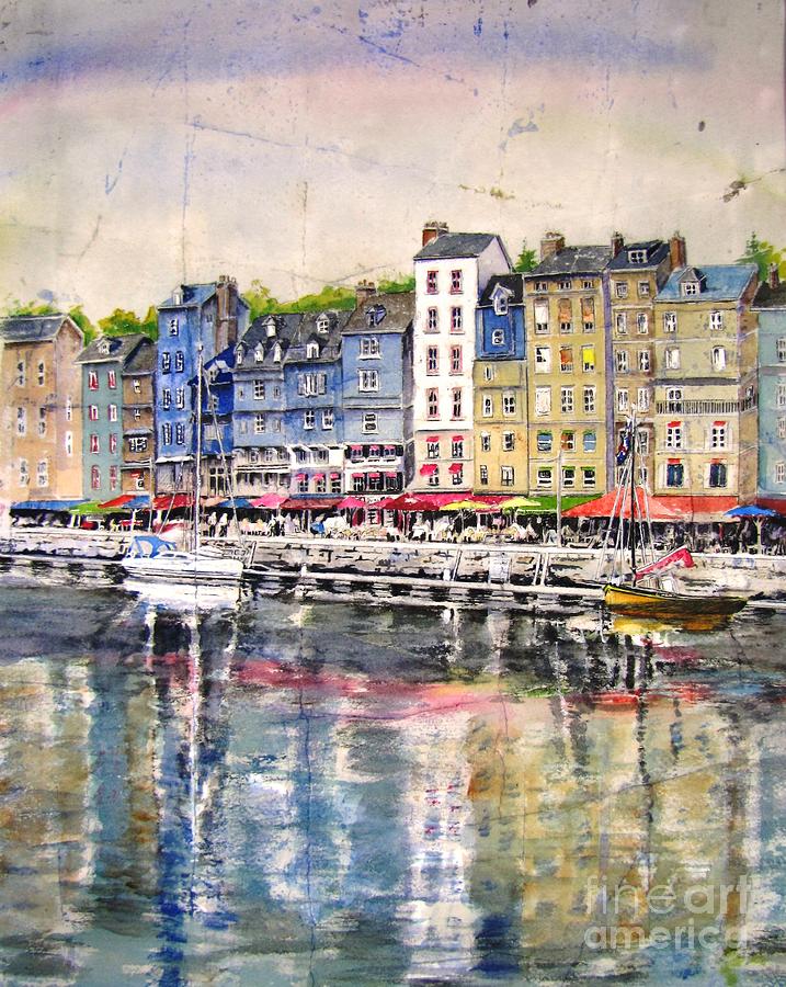 Honfleur Harbour France Painting by Bev Morgan