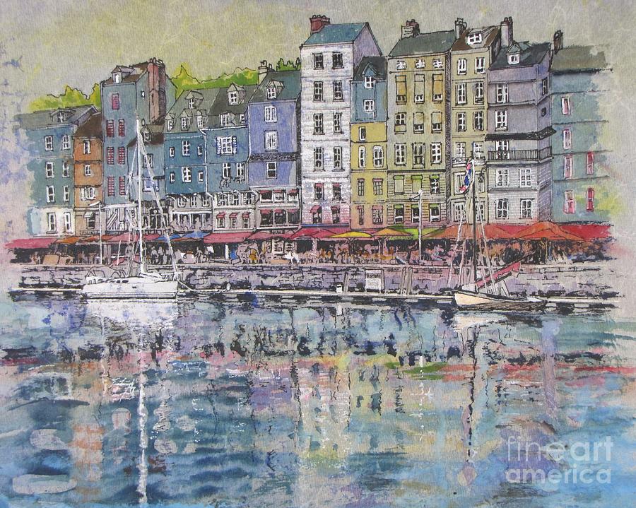 Honfleur Harbour in France Painting by Bev Morgan