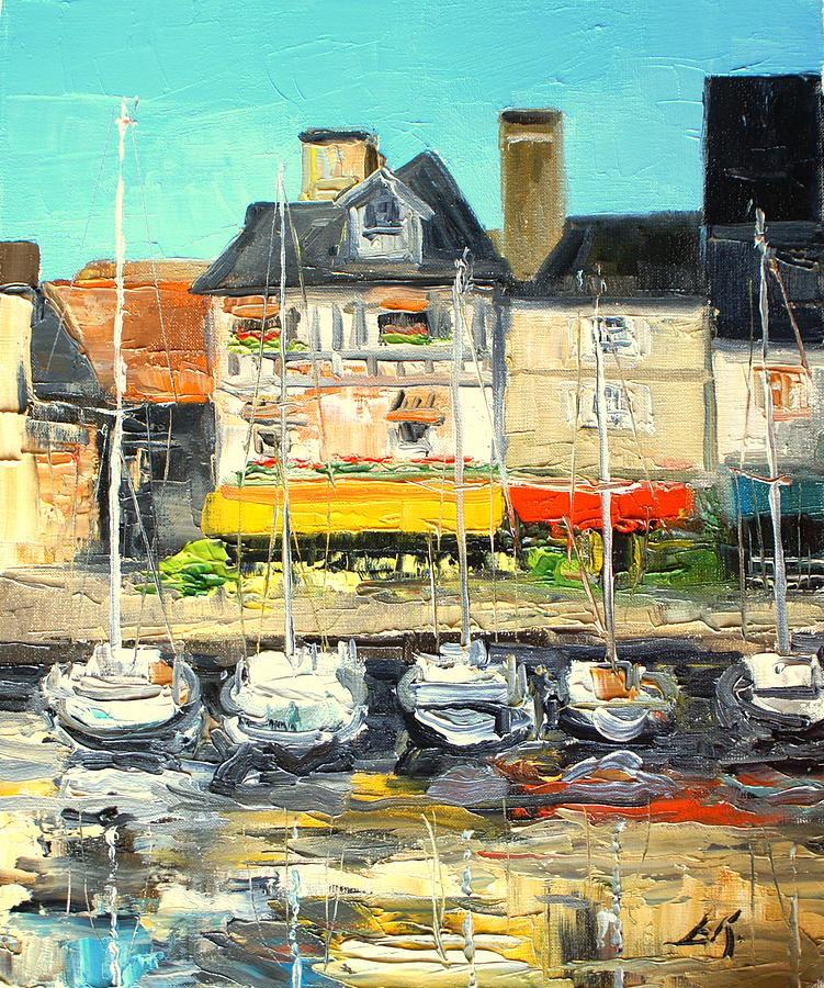 Honfleur harbour Painting by Luke Karcz