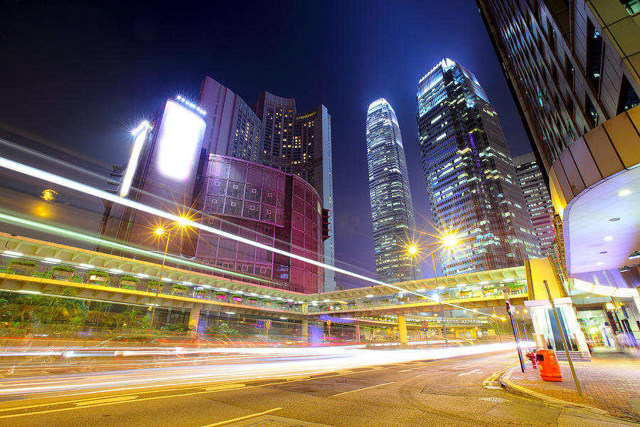Hong Kong , Modern City At Night With Photograph by Ngkaki