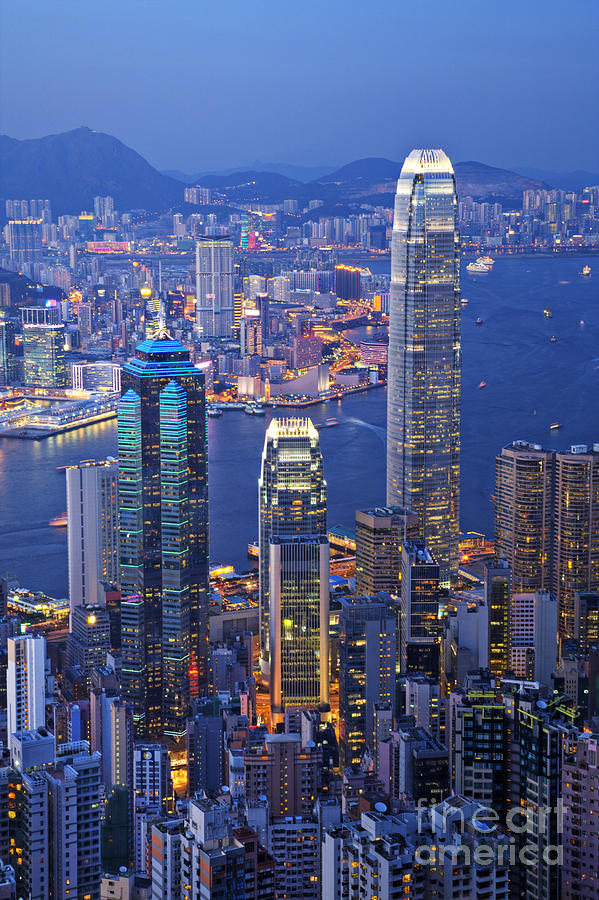 Hong Kong at Twilight Vertical Photograph by Colin and Linda McKie