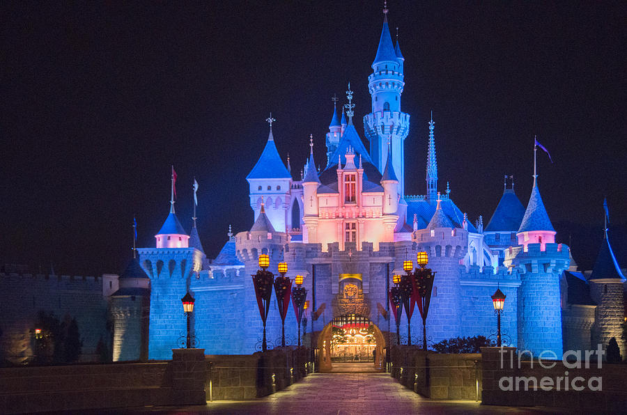 Hong Kong Disneyland castle at night Photograph by Tuimages - Fine Art ...