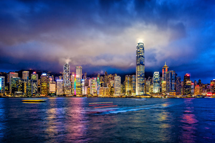 Hong Kong financial district at twilight Photograph by Mbbirdy
