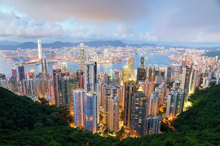 Hong Kong Harbor At Night by Andreaskoeberl.com