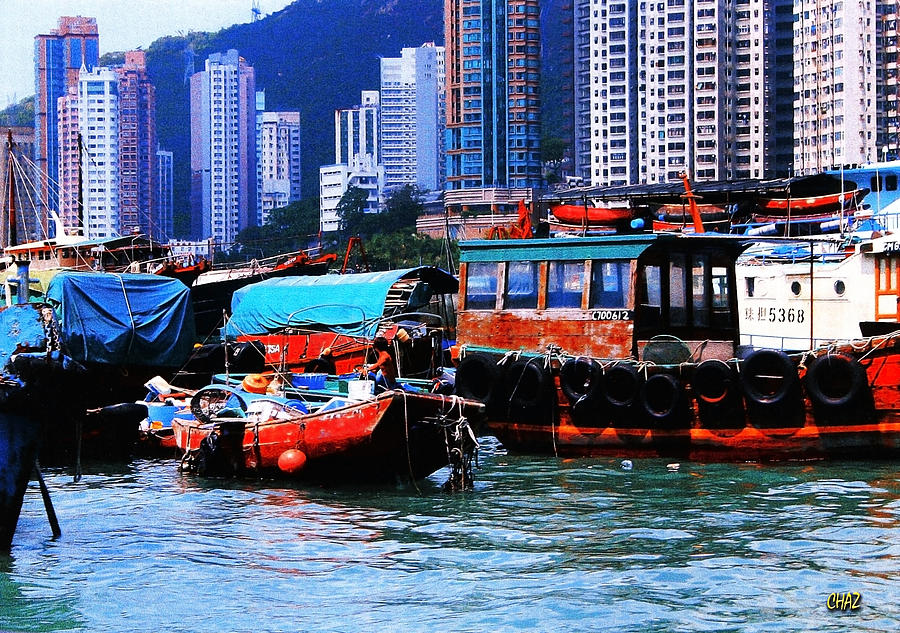 Hong Kong Harbor Boats Painting by CHAZ Daugherty
