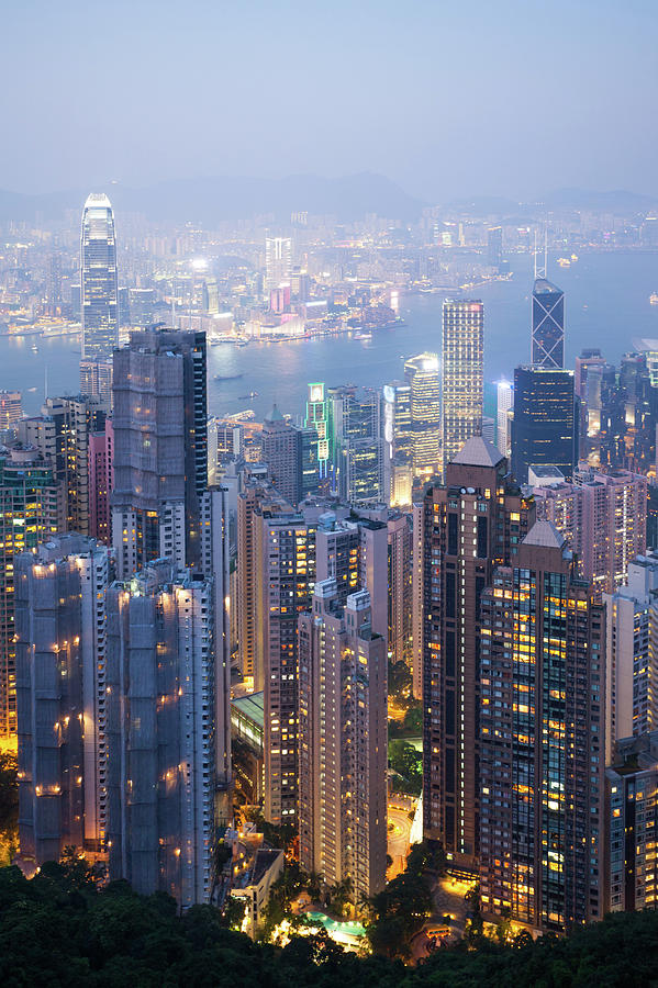 Hong Kong Harbor From Victoria Peak At Photograph by Matteo Colombo