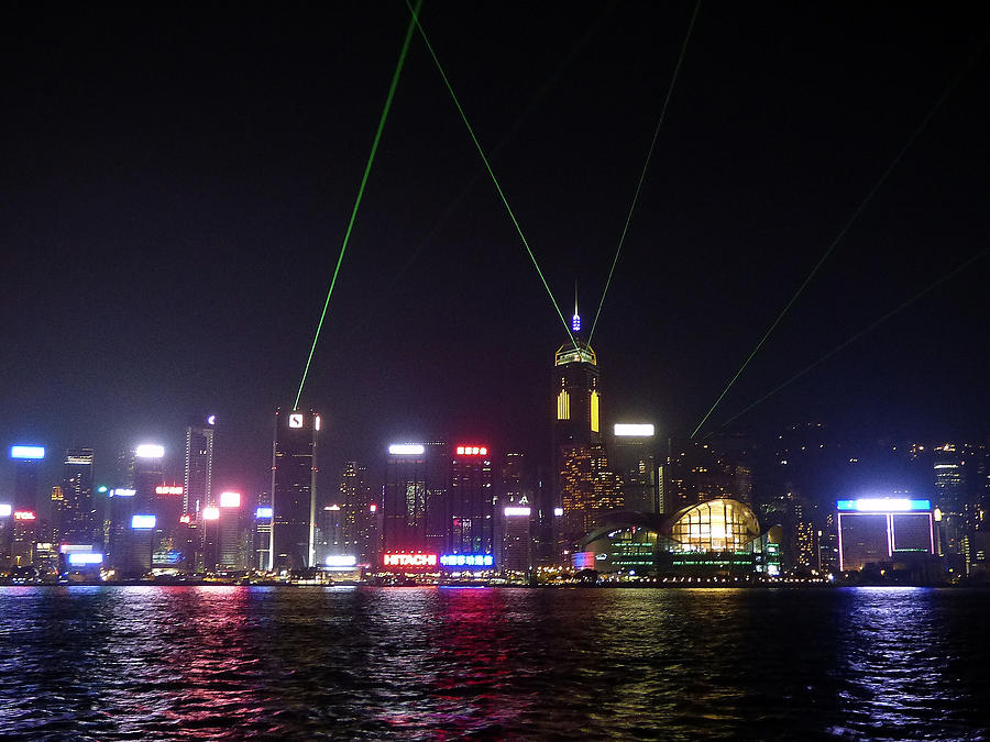 Hong Kong Harbour Laser Show Photograph by Lynn Bolt
