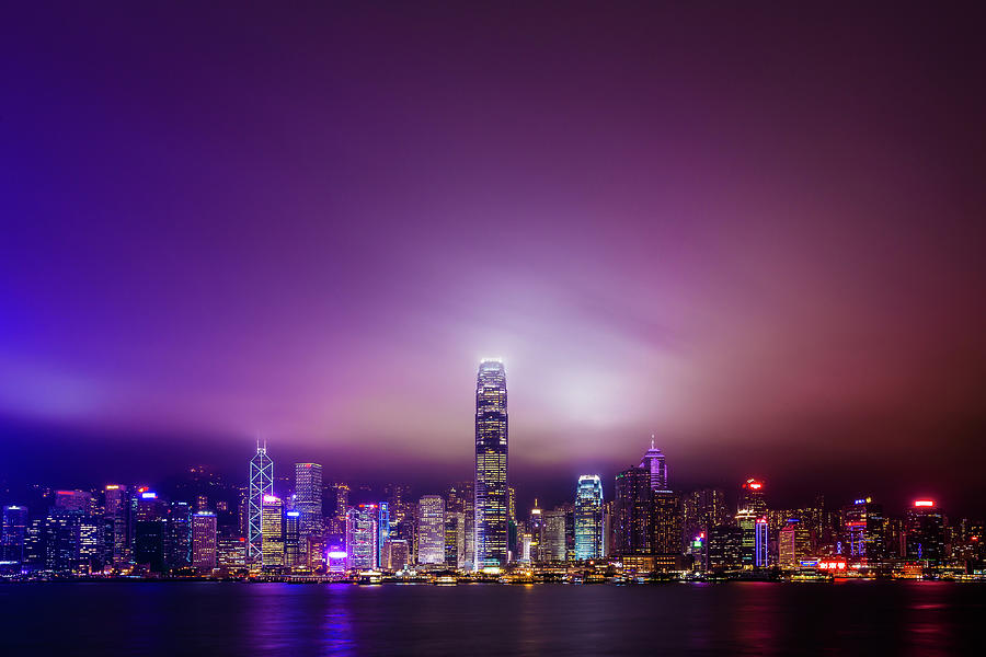Hong Kong Island In Purple Gradient Photograph by Natapong Supalertsophon
