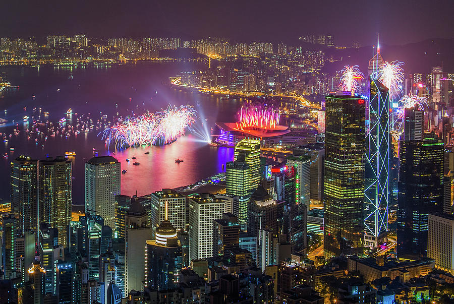 Hong Kong New Year 2013 Fireworks Photograph by Coolbiere Photograph