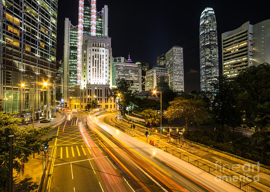 Hong Kong night rush Photograph by Didier Marti