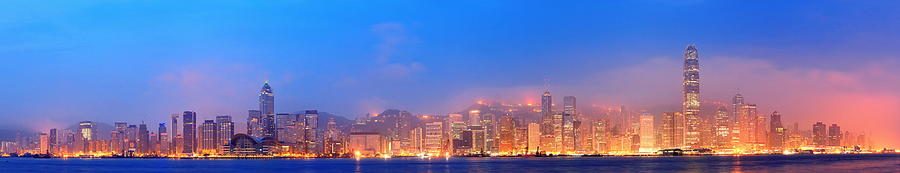 Hong Kong Victoria Harbor panorama Photograph by Songquan Deng