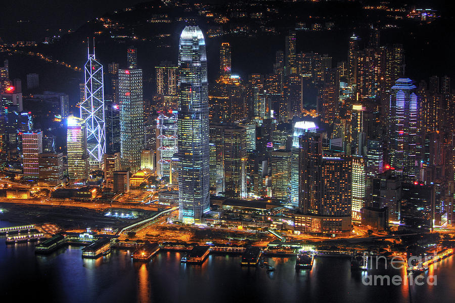 Hong Kong S Skyline At Night Photograph By Lars Ruecker