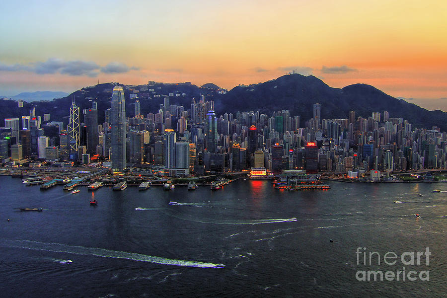 Hong Kong Photograph - Hong Kongs Skyline during a beautiful Sunset by Lars Ruecker
