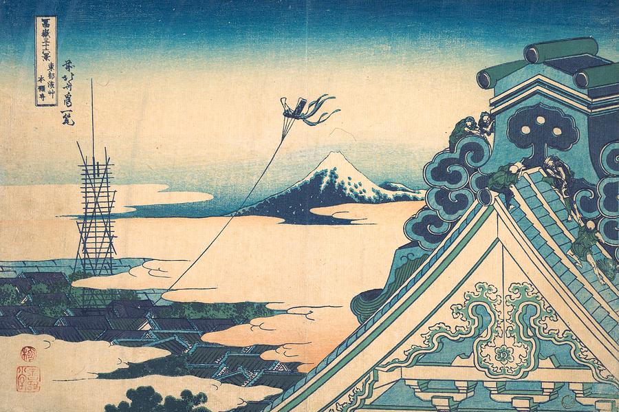 Hokusai Painting - Honganji at Asakusa in Edo by Katsushika Hokusai
