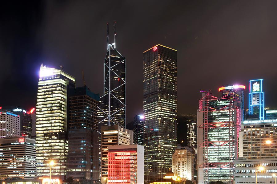 Hongkong By Night Photograph by Paul Biris