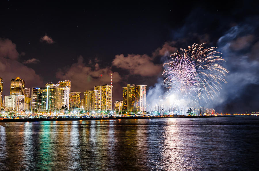 Honolulu Fireworks 1 Photograph by Jason Chu