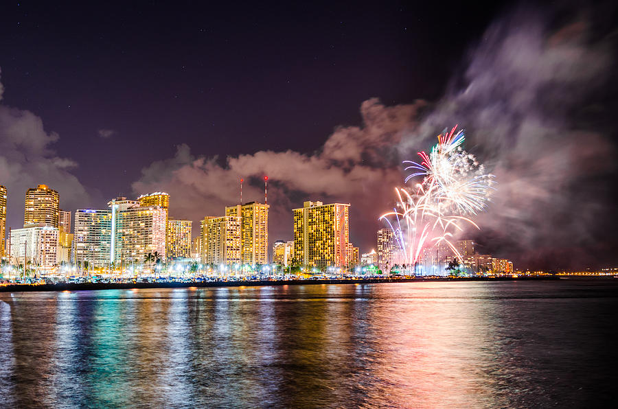 Honolulu Fireworks 3 Photograph by Jason Chu