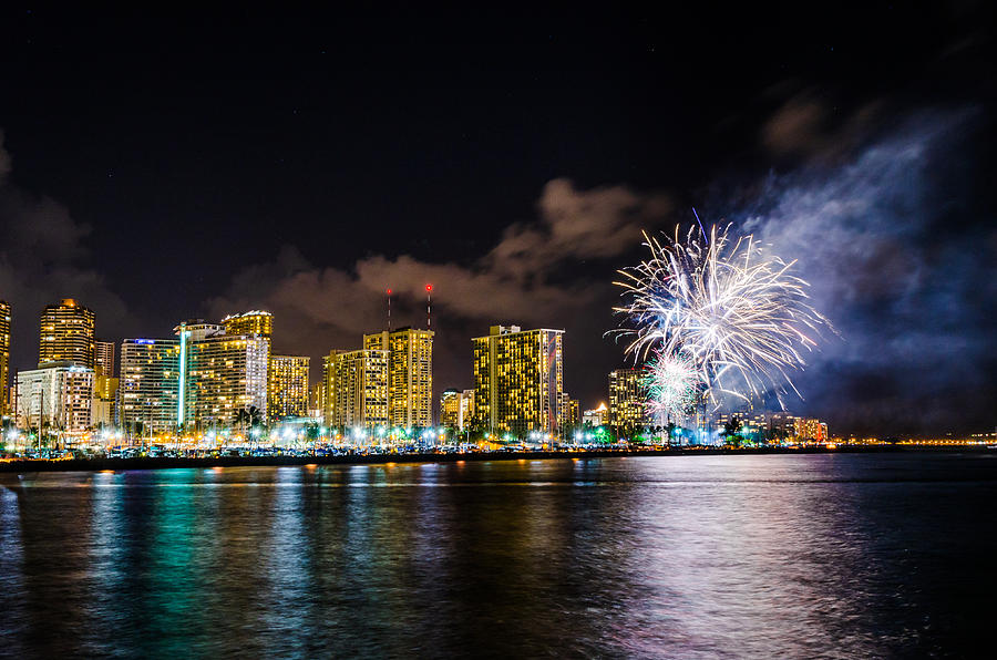 Honolulu Fireworks 5 Photograph by Jason Chu