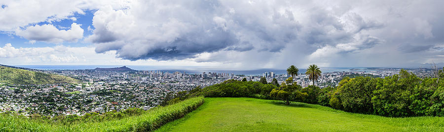 Honolulu Thunderstorms Panorama Photograph by Jason Chu