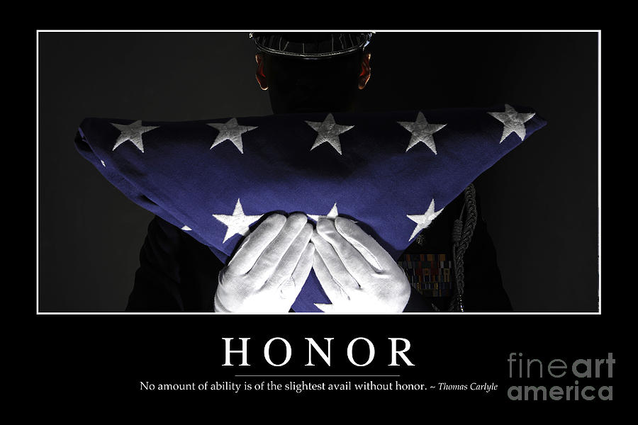 Flag Photograph - Honor Inspirational Quote by Stocktrek Images