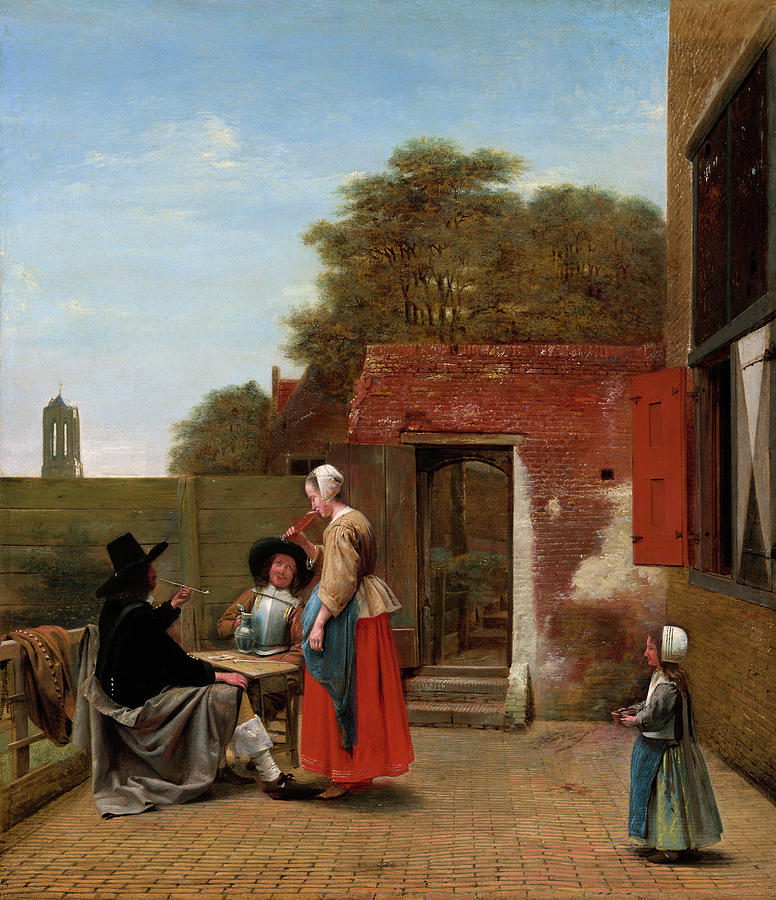 Hooch Dutch Courtyard, C1658 Painting by Granger