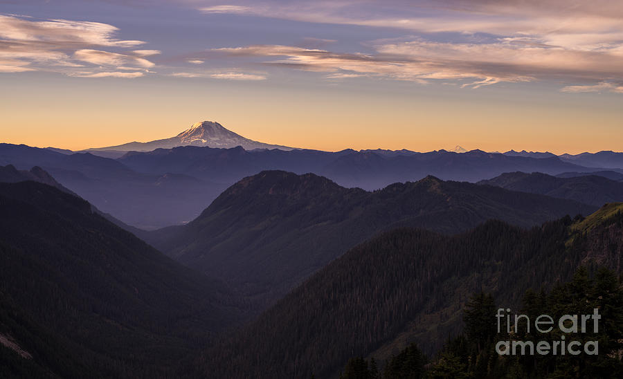Hood and Adams Sunrise Layers Photograph by Mike Reid