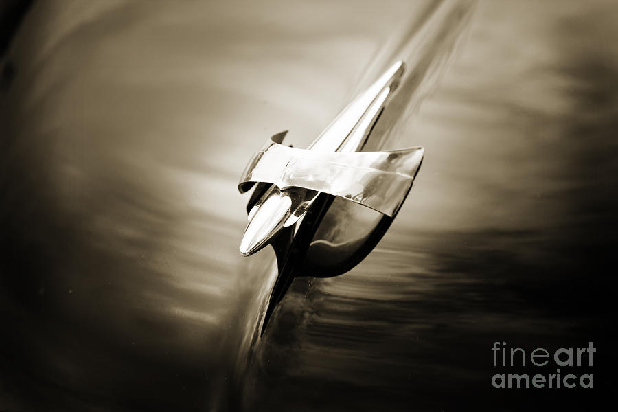 Hood Ornament 1949 Mercury Classic Car in Sepia 3195.01 Photograph by M K Miller