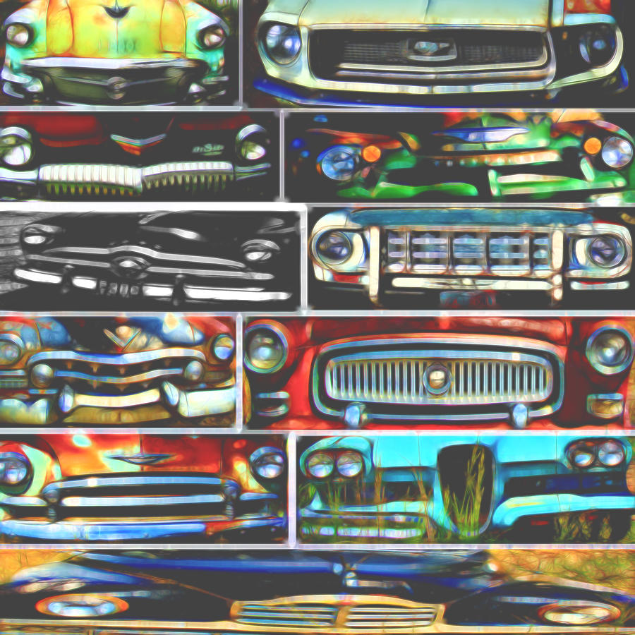 Hood Ornaments emblems and grills Cars Digital Art by Cathy Anderson