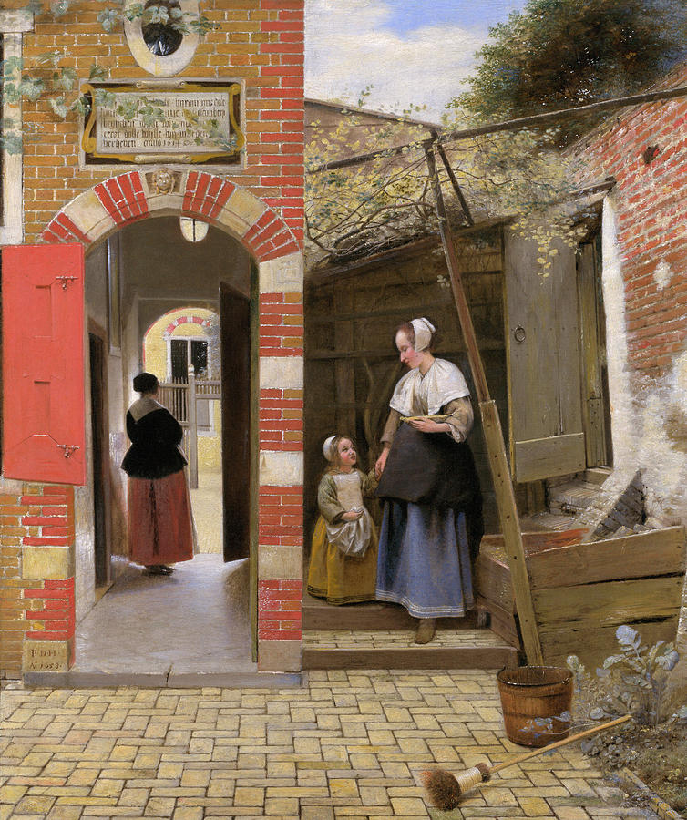 Hoogh Courtyard In Delft Painting by Granger