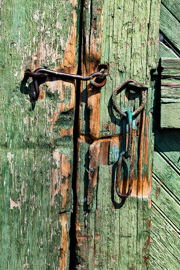 Hook and Eye on a Green Door Photograph by Kathleen Bishop