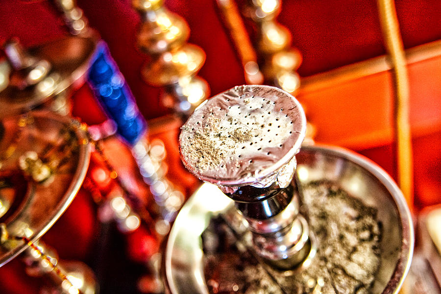 Greek Photograph - Hookah with Red Background by Shanna Gillette
