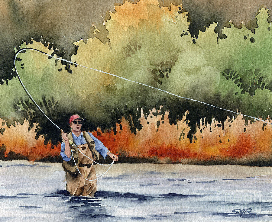 Fish Painting - Hooked Up by David Rogers