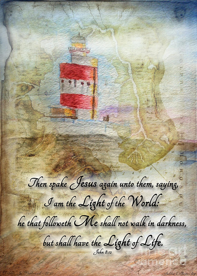 Hookhead lighthouse painting with verse Mixed Media by Debbie Portwood