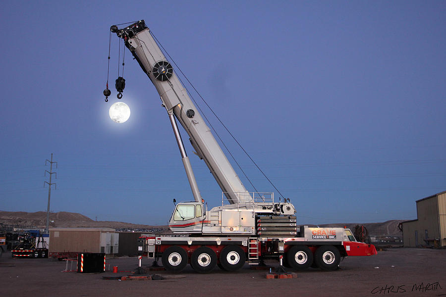 Crane Photograph - Hooking the Moon by Chris Martin