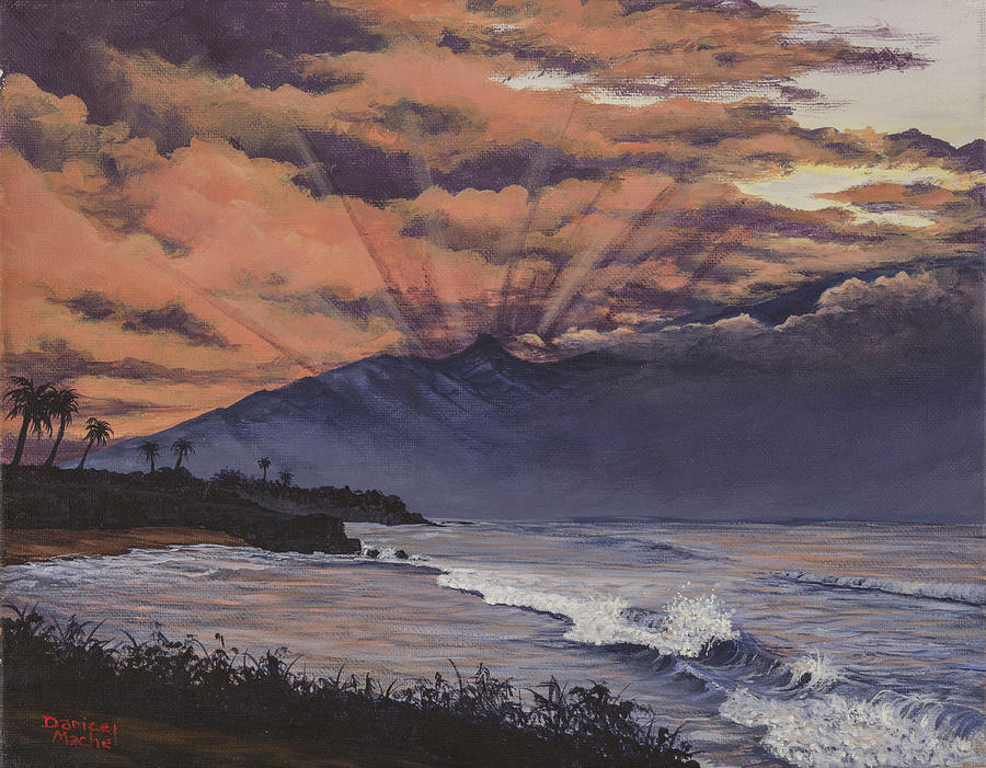 Hookipa Sunset Painting by Darice Machel McGuire