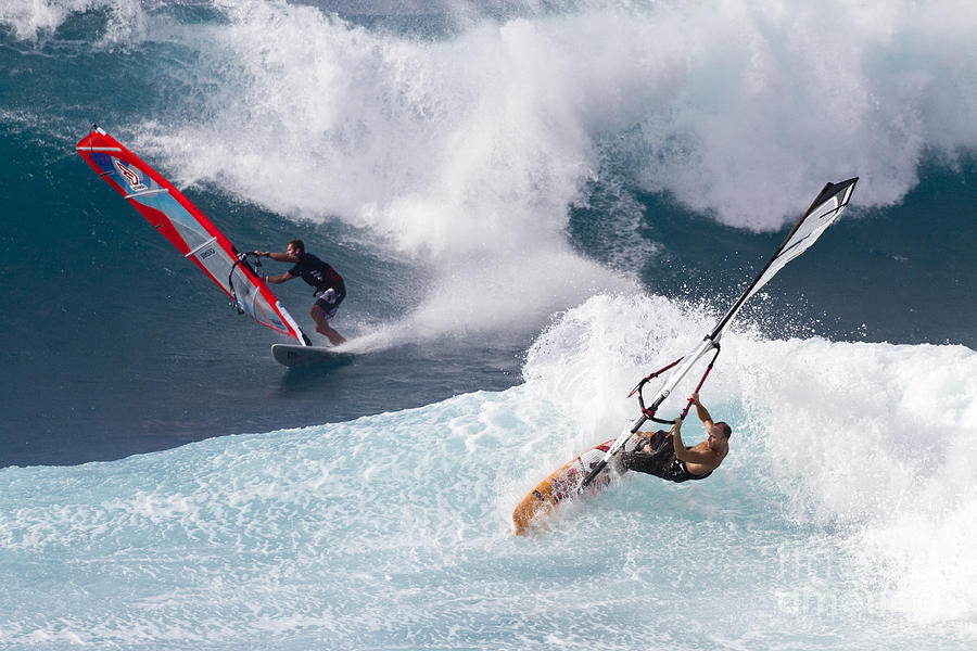 Hookipa windsurfers Photograph by Bryan Keil