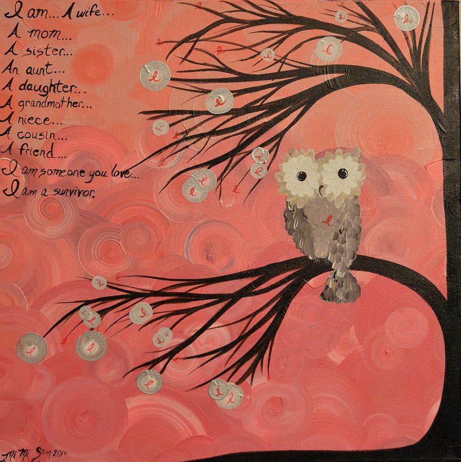 Hoos Who Care - Find The Cure - Support Breast Cancer Awareness - Hoolandia #383 Painting by MiMi Stirn